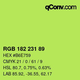 Color code: RGB 182 231 89 | qconv.com