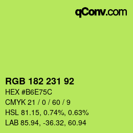 Color code: RGB 182 231 92 | qconv.com