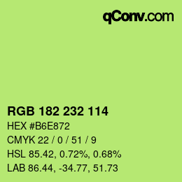 カラーコード: RGB 182 232 114 | qconv.com