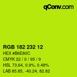 Color code: RGB 182 232 12 | qconv.com