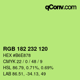 颜色代码: RGB 182 232 120 | qconv.com
