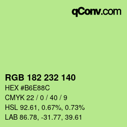 Color code: RGB 182 232 140 | qconv.com