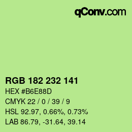 Color code: RGB 182 232 141 | qconv.com