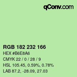 Color code: RGB 182 232 166 | qconv.com