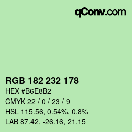 Color code: RGB 182 232 178 | qconv.com