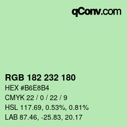 Color code: RGB 182 232 180 | qconv.com