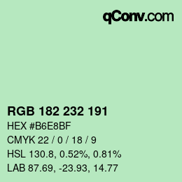 Color code: RGB 182 232 191 | qconv.com