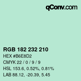 Color code: RGB 182 232 210 | qconv.com