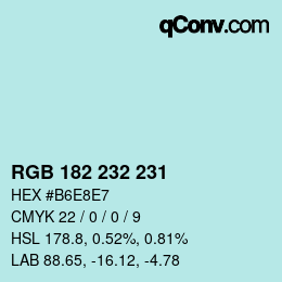 Color code: RGB 182 232 231 | qconv.com