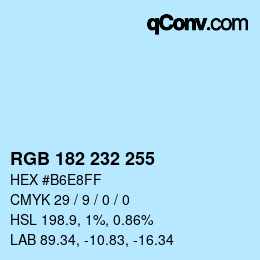 Color code: RGB 182 232 255 | qconv.com