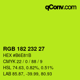 Color code: RGB 182 232 27 | qconv.com