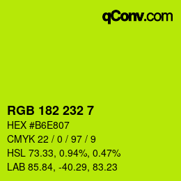 Color code: RGB 182 232 7 | qconv.com