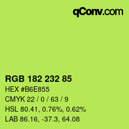 Color code: RGB 182 232 85 | qconv.com
