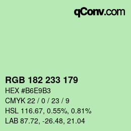 Color code: RGB 182 233 179 | qconv.com