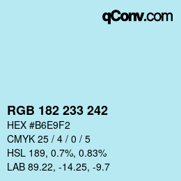 カラーコード: RGB 182 233 242 | qconv.com