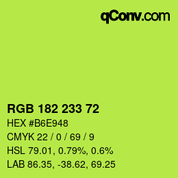 Color code: RGB 182 233 72 | qconv.com