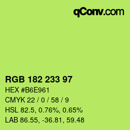 Color code: RGB 182 233 97 | qconv.com