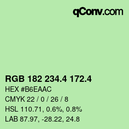 カラーコード: RGB 182 234.4 172.4 | qconv.com