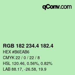 カラーコード: RGB 182 234.4 182.4 | qconv.com