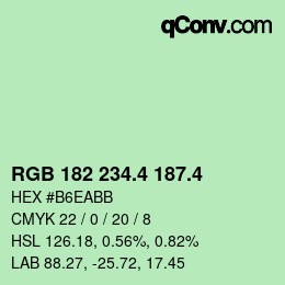 カラーコード: RGB 182 234.4 187.4 | qconv.com