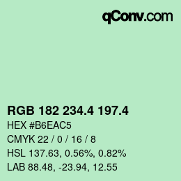 カラーコード: RGB 182 234.4 197.4 | qconv.com