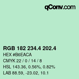 カラーコード: RGB 182 234.4 202.4 | qconv.com