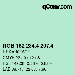 カラーコード: RGB 182 234.4 207.4 | qconv.com