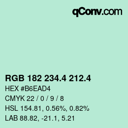 カラーコード: RGB 182 234.4 212.4 | qconv.com