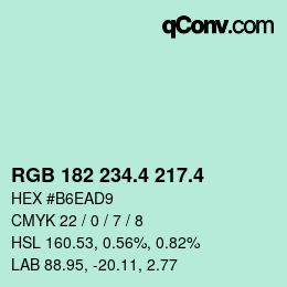 カラーコード: RGB 182 234.4 217.4 | qconv.com