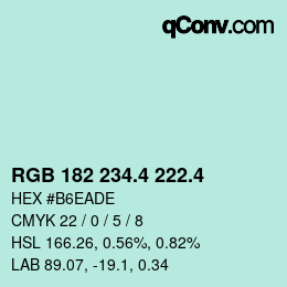 カラーコード: RGB 182 234.4 222.4 | qconv.com
