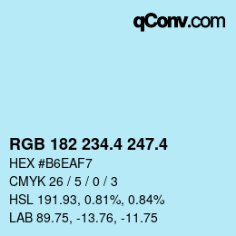 カラーコード: RGB 182 234.4 247.4 | qconv.com