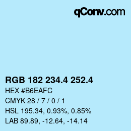 カラーコード: RGB 182 234.4 252.4 | qconv.com