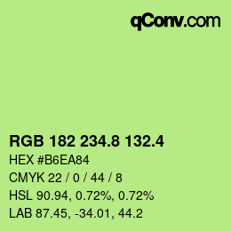 カラーコード: RGB 182 234.8 132.4 | qconv.com