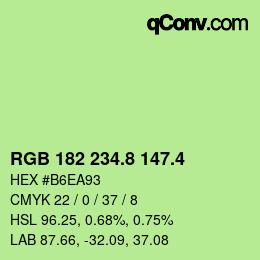 カラーコード: RGB 182 234.8 147.4 | qconv.com