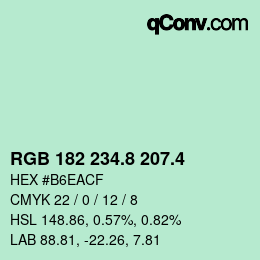カラーコード: RGB 182 234.8 207.4 | qconv.com