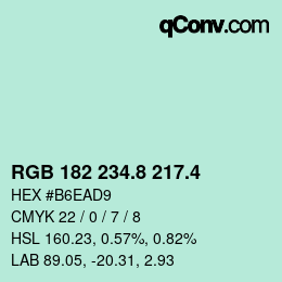 カラーコード: RGB 182 234.8 217.4 | qconv.com