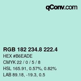 カラーコード: RGB 182 234.8 222.4 | qconv.com