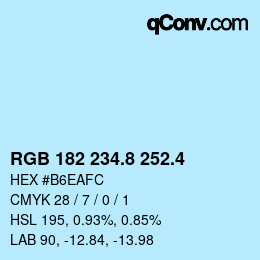 カラーコード: RGB 182 234.8 252.4 | qconv.com