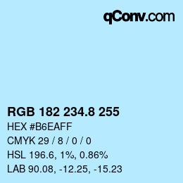 Color code: RGB 182 234.8 255 | qconv.com