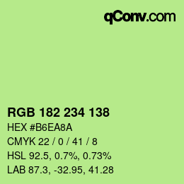 カラーコード: RGB 182 234 138 | qconv.com
