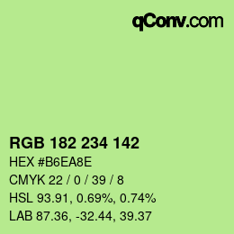 Color code: RGB 182 234 142 | qconv.com