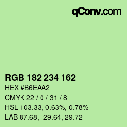 Color code: RGB 182 234 162 | qconv.com