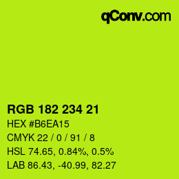颜色代码: RGB 182 234 21 | qconv.com