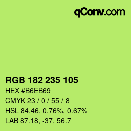 Color code: RGB 182 235 105 | qconv.com