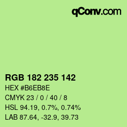 Color code: RGB 182 235 142 | qconv.com