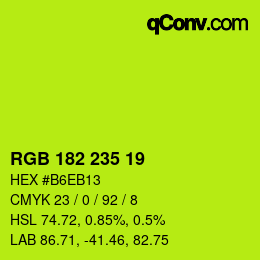 Color code: RGB 182 235 19 | qconv.com