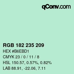 カラーコード: RGB 182 235 209 | qconv.com