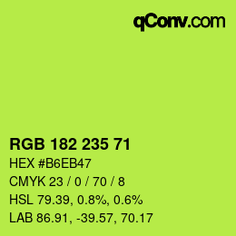 Color code: RGB 182 235 71 | qconv.com