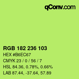 Color code: RGB 182 236 103 | qconv.com