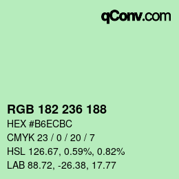 Color code: RGB 182 236 188 | qconv.com